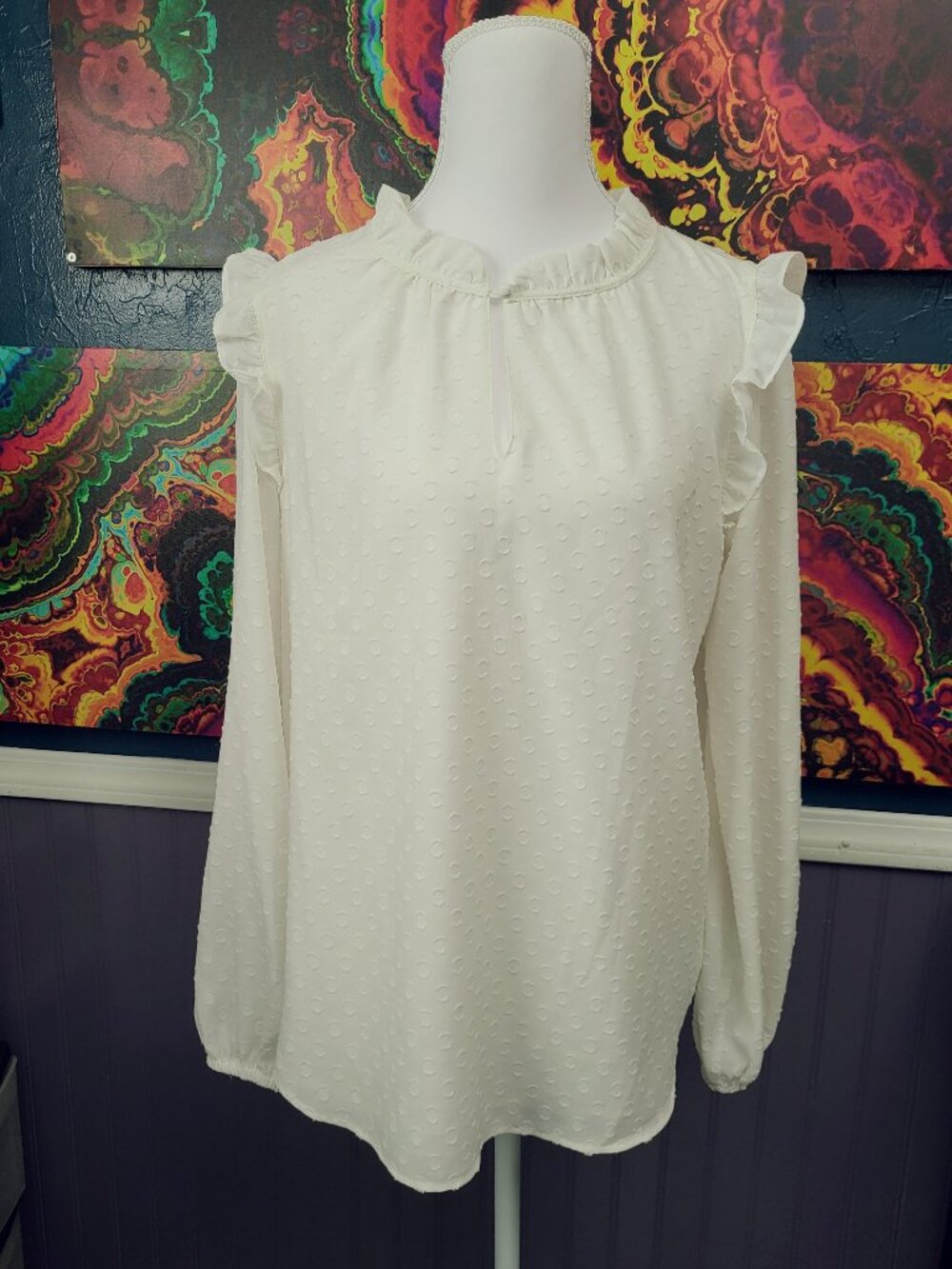 Loft ~ Sz S ~ Ruffled Collar and Sleeve Top / Blouse ~ Excellent Condition